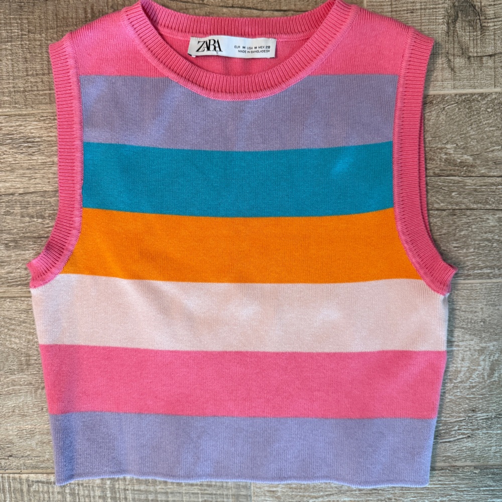 Zara Multicolor Striped Sleeveless Top